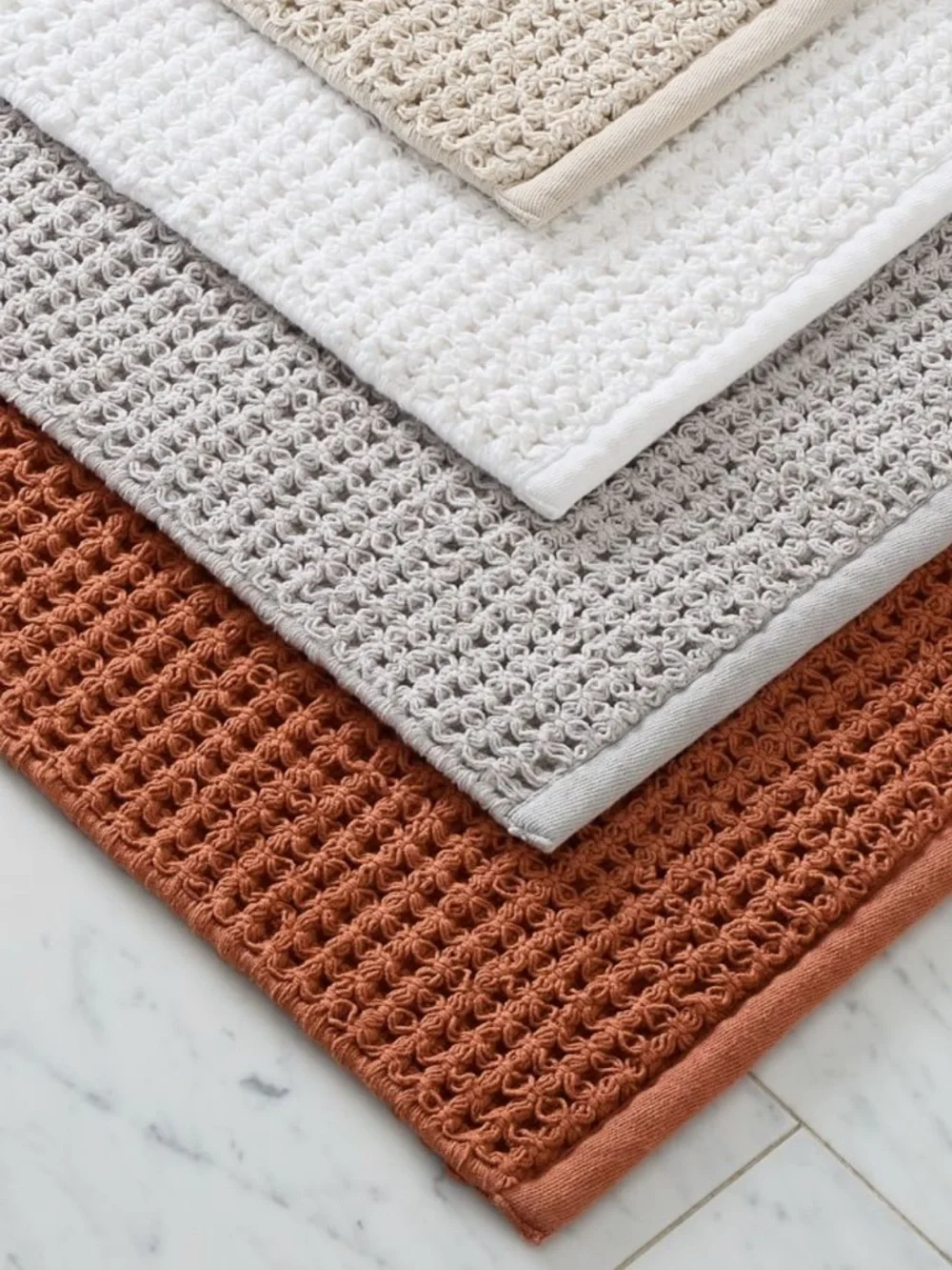 West Elm Plush Waffle Bath Mat in Light Gray